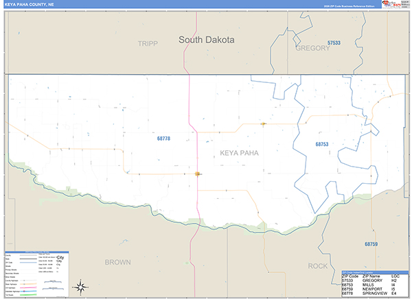 Keya Paha County, NE Zip Code Map
